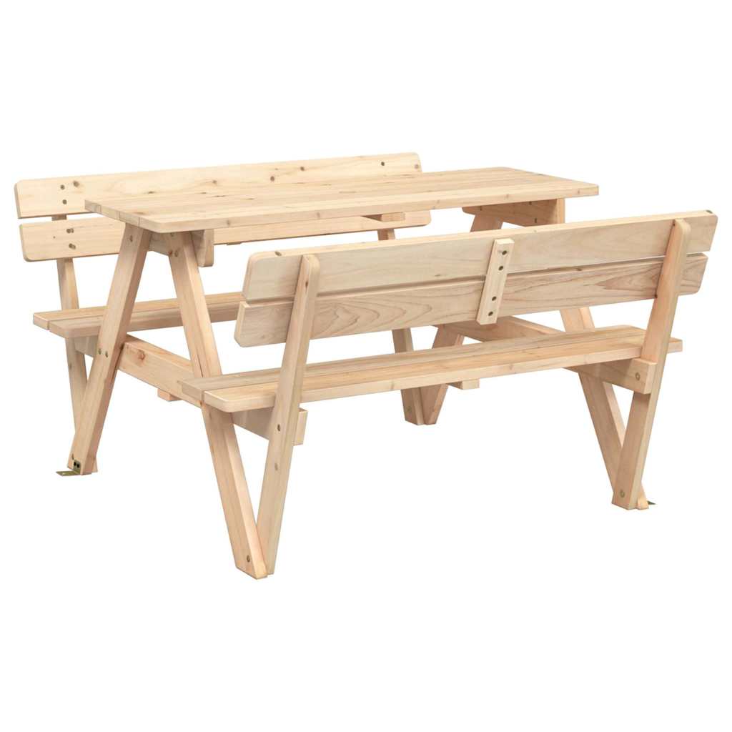 vidaXL Picnic Table for 4 Kids with Umbrella Solid Wood Fir - Brown - 24708