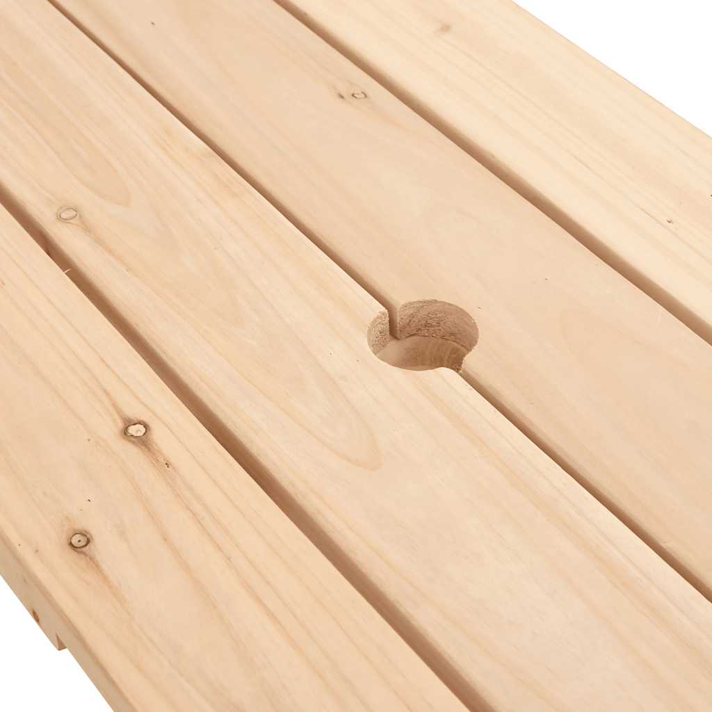 vidaXL Picnic Table for 4 Kids with Umbrella Solid Wood Fir - Brown - 24708