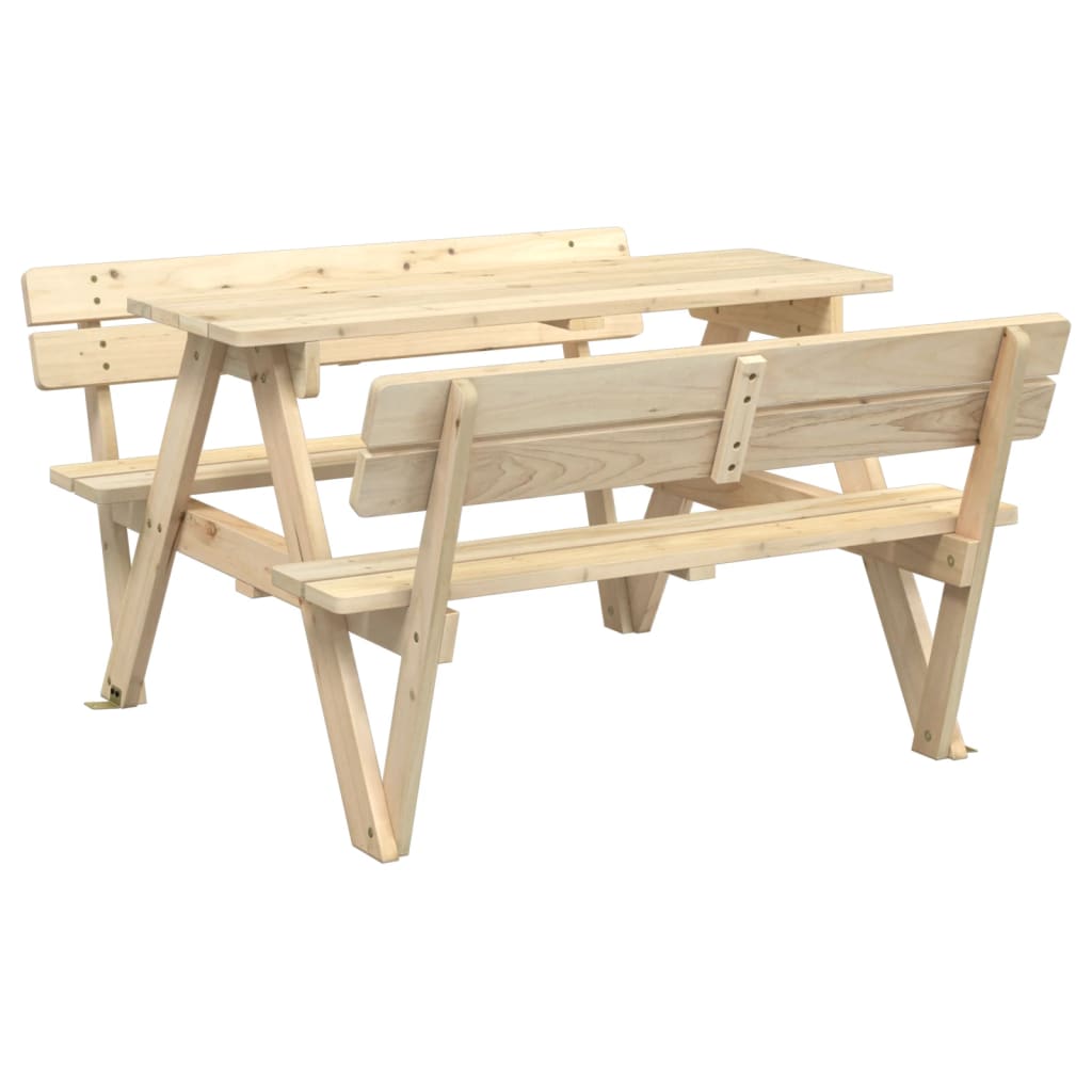 vidaXL Picnic Table for 4 Kids with Umbrella Solid Wood Fir - Brown - 24710