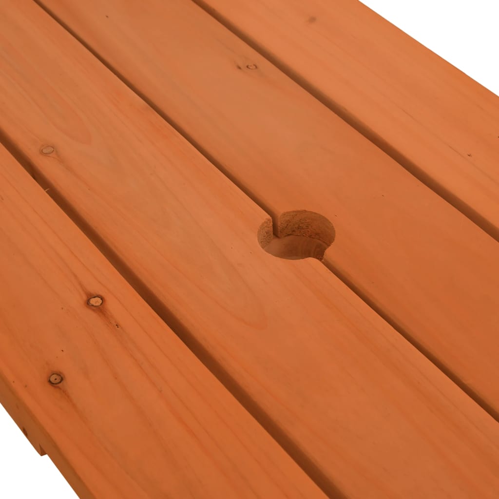 vidaXL Picnic Table for 4 Kids with Umbrella Solid Wood Fir - Brown - 24717