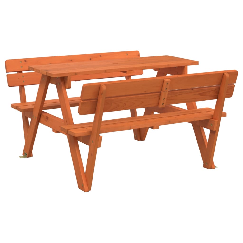 vidaXL Picnic Table for 4 Kids with Umbrella Solid Wood Fir - Brown - 24721