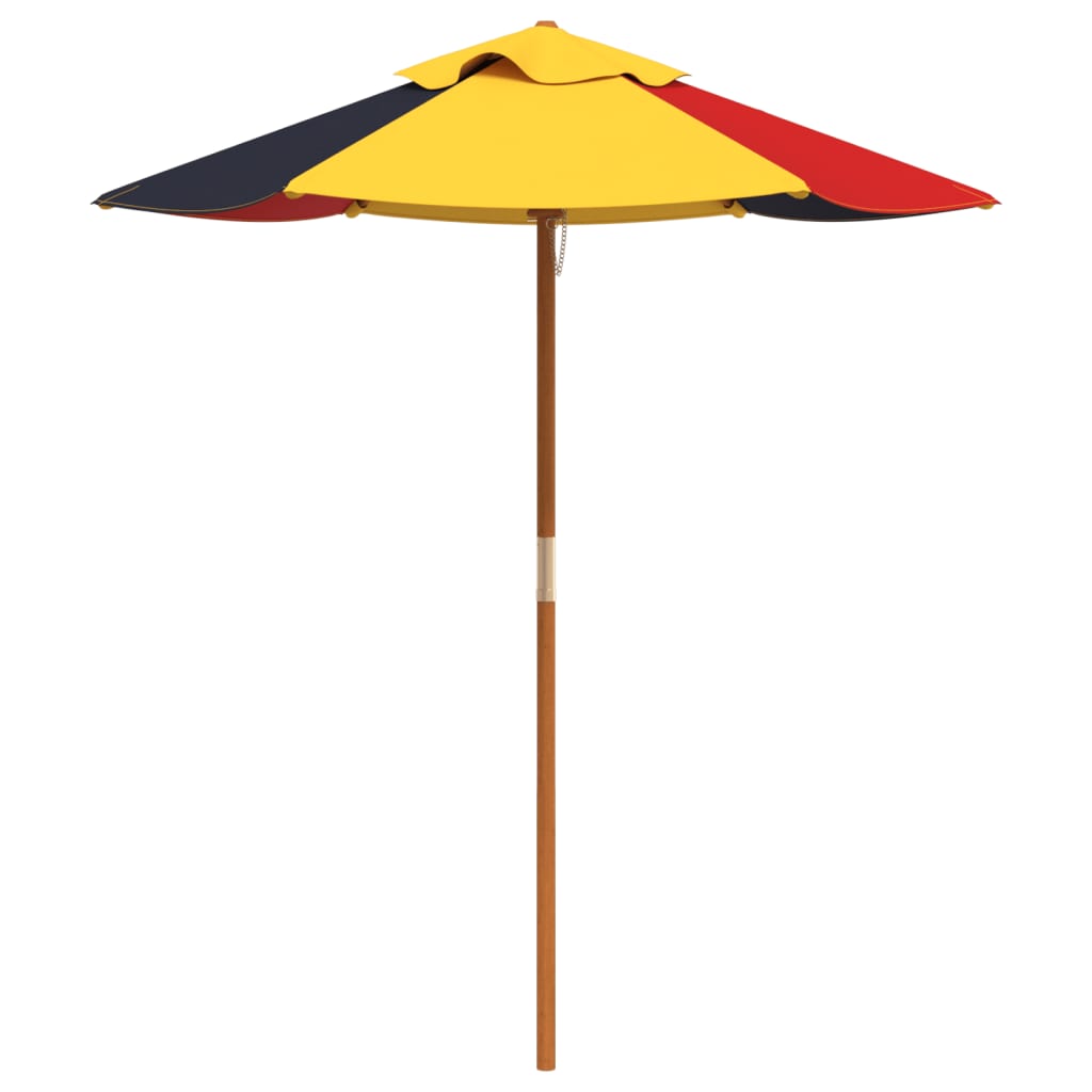 vidaXL Picnic Table for 4 Kids with Umbrella Round Solid Wood Fir - Brown - 24736