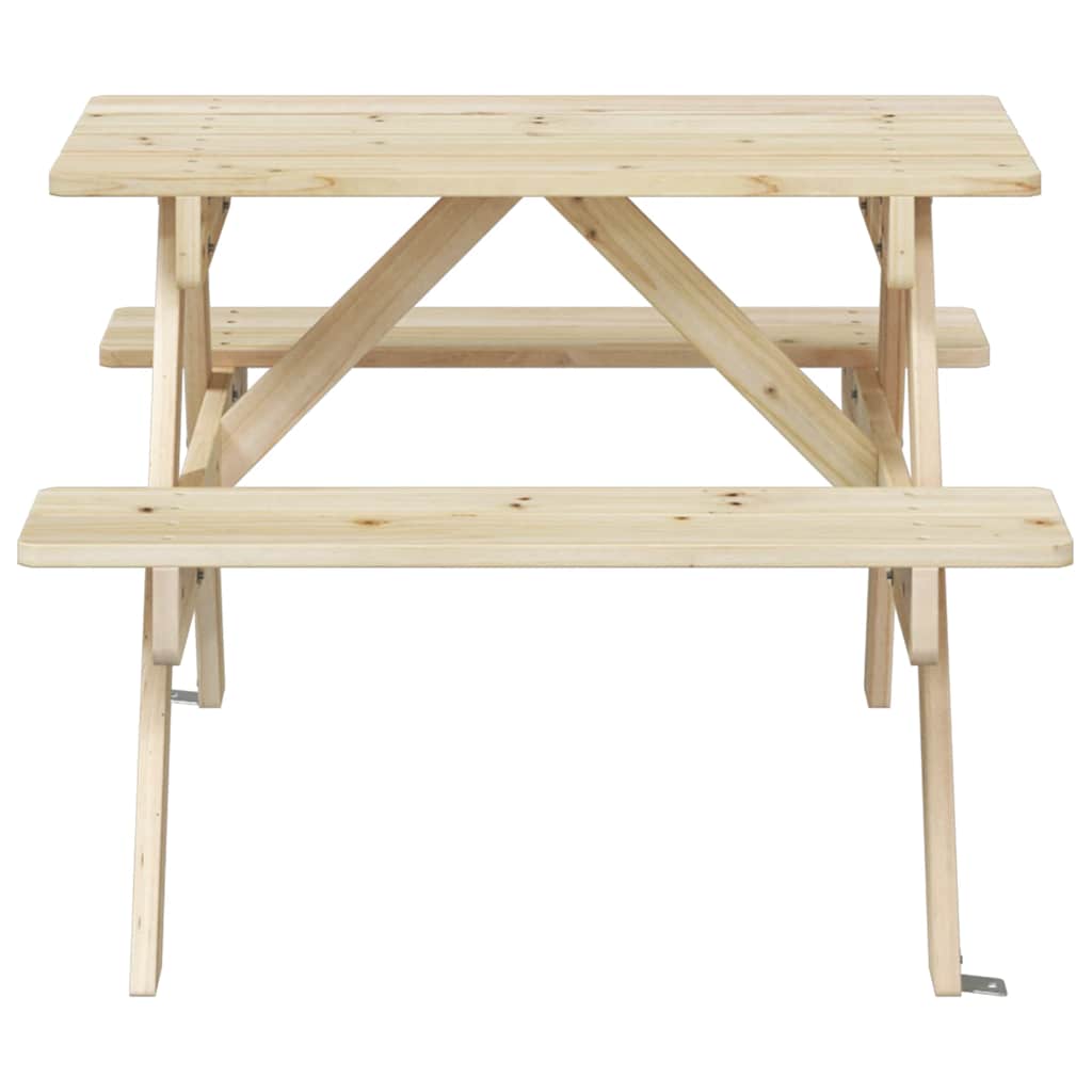 vidaXL Picnic Table for 4 Kids with Umbrella Hole Solid Wood Fir - Brown