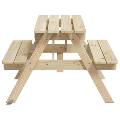 vidaXL Picnic Table for 4 Kids with Umbrella Hole Solid Wood Fir - Brown