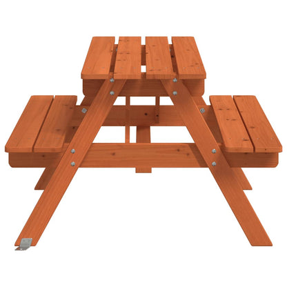 vidaXL Picnic Table for 4 Kids with Umbrella Hole Solid Wood Fir - Brown - 26220