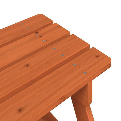 vidaXL Picnic Table for 4 Kids with Umbrella Hole Solid Wood Fir - Brown - 26220