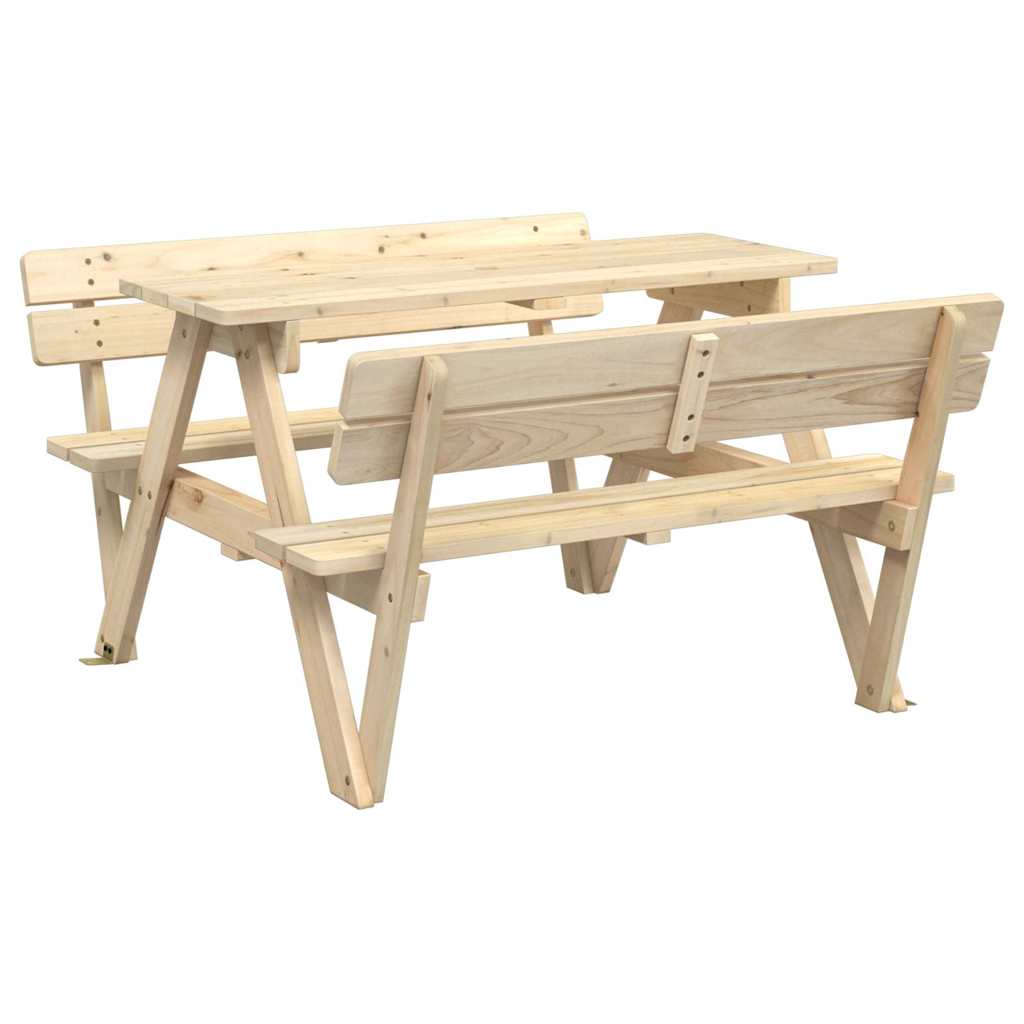 vidaXL Picnic Table for 4 Kids with Umbrella Hole Solid Wood Fir - Brown - 26223