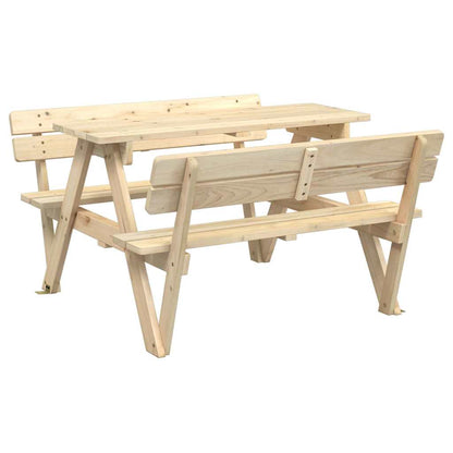 vidaXL Picnic Table for 4 Kids with Umbrella Hole Solid Wood Fir - Brown - 26223