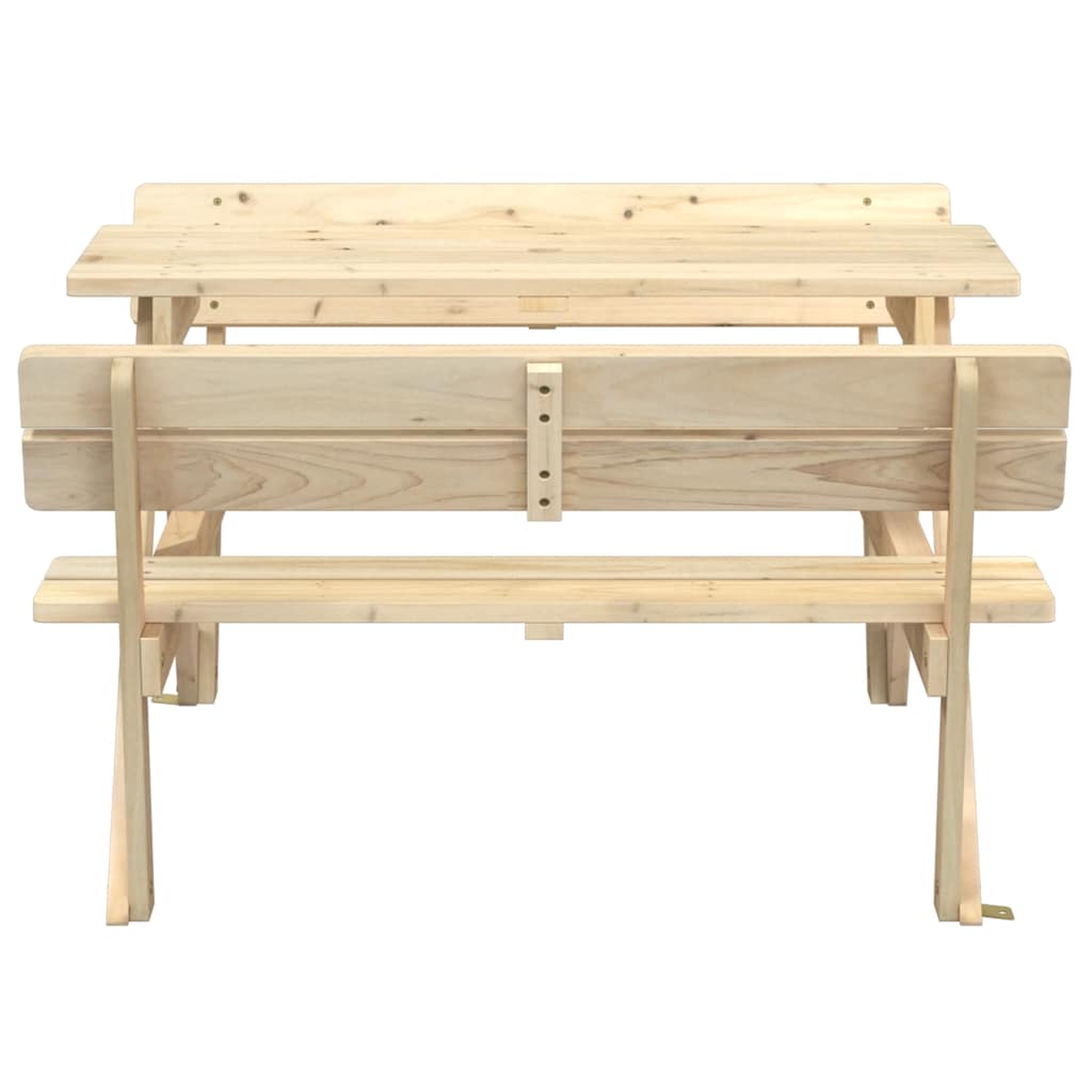 vidaXL Picnic Table for 4 Kids with Umbrella Hole Solid Wood Fir - Brown - 26223