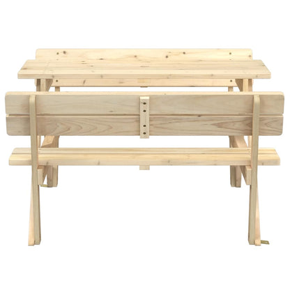 vidaXL Picnic Table for 4 Kids with Umbrella Hole Solid Wood Fir - Brown - 26223