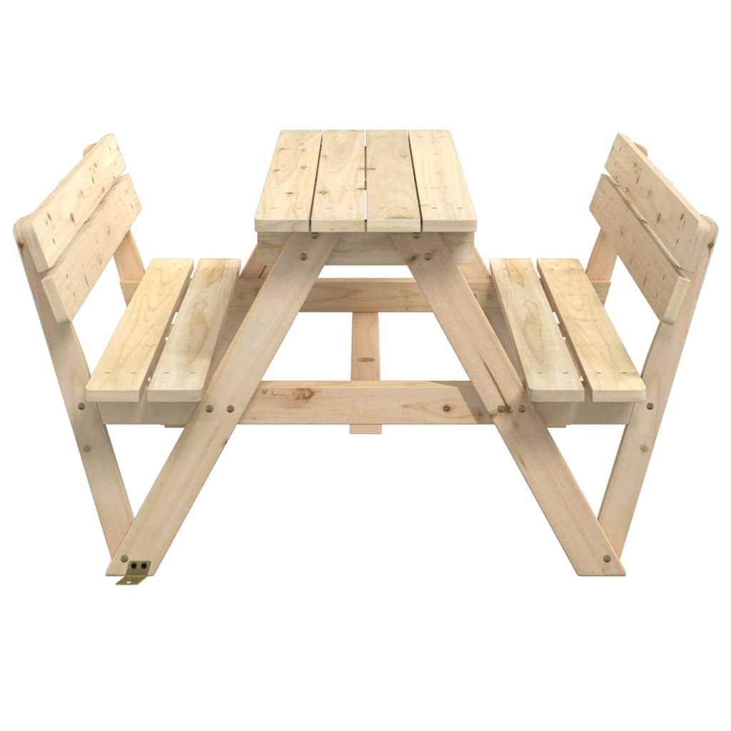 vidaXL Picnic Table for 4 Kids with Umbrella Hole Solid Wood Fir - Brown - 26223