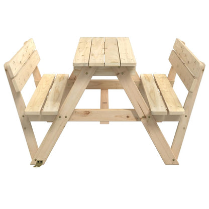 vidaXL Picnic Table for 4 Kids with Umbrella Hole Solid Wood Fir - Brown - 26223