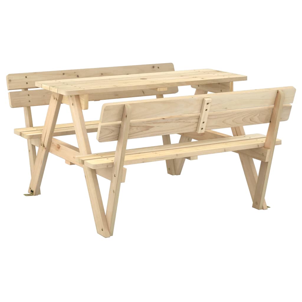 vidaXL Picnic Table for 4 Kids with Umbrella Hole Solid Wood Fir - Brown - 26223