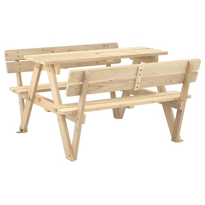 vidaXL Picnic Table for 4 Kids with Umbrella Hole Solid Wood Fir - Brown - 26223