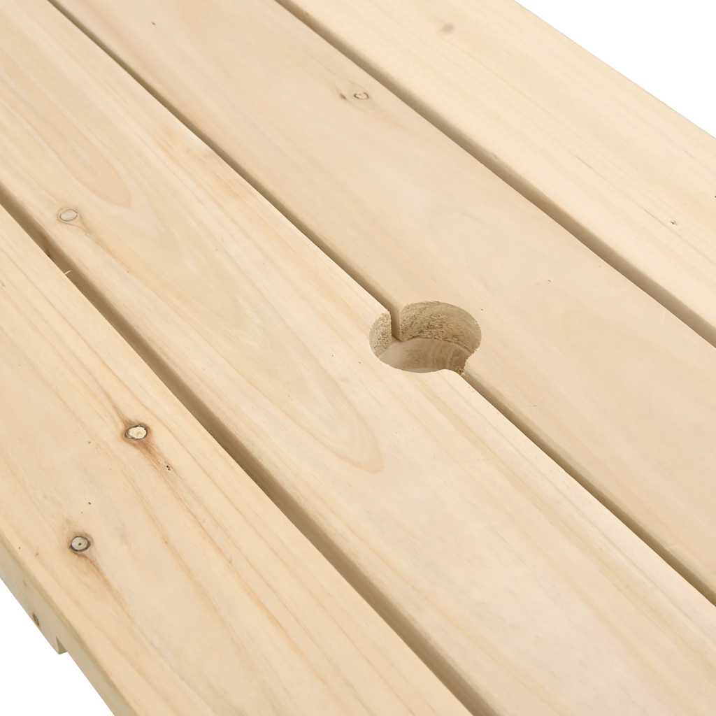 vidaXL Picnic Table for 4 Kids with Umbrella Hole Solid Wood Fir - Brown - 26223
