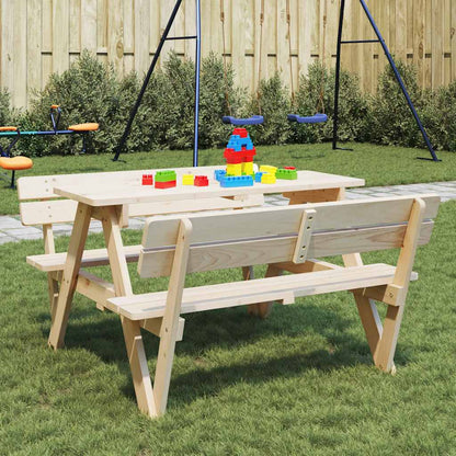 vidaXL Picnic Table for 4 Kids with Umbrella Hole Solid Wood Fir - Brown - 26223