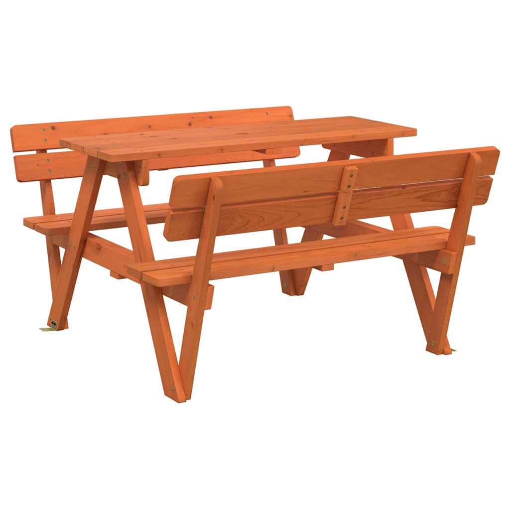 vidaXL Picnic Table for 4 Kids with Umbrella Hole Solid Wood Fir - Brown - 26224