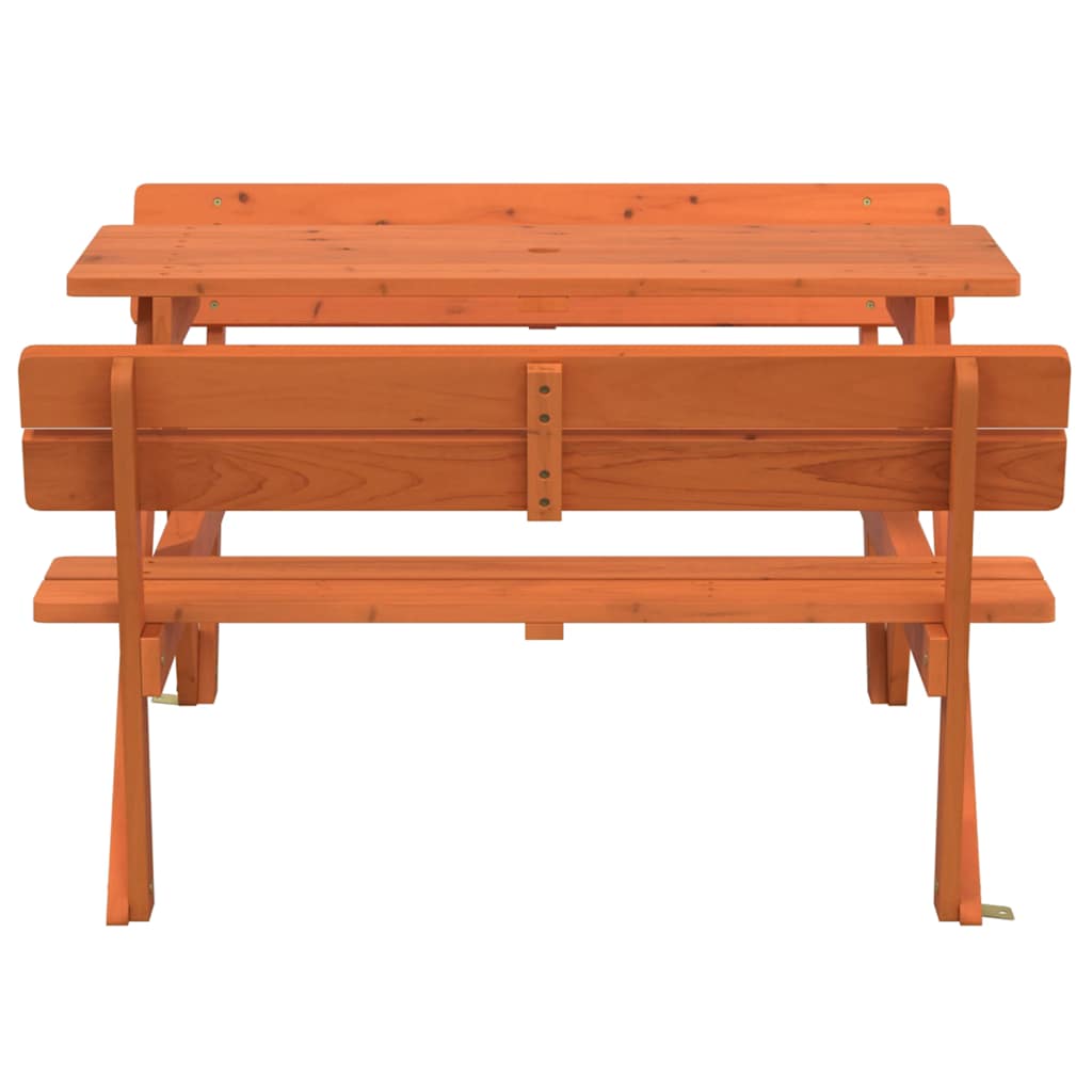 vidaXL Picnic Table for 4 Kids with Umbrella Hole Solid Wood Fir - Brown - 26224