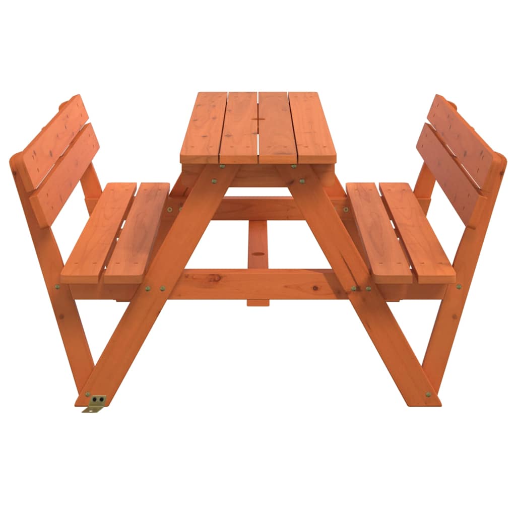 vidaXL Picnic Table for 4 Kids with Umbrella Hole Solid Wood Fir - Brown - 26224