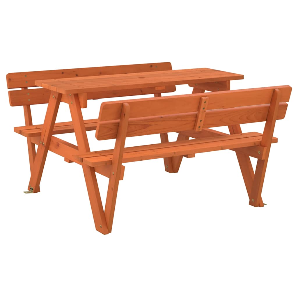 vidaXL Picnic Table for 4 Kids with Umbrella Hole Solid Wood Fir - Brown - 26224