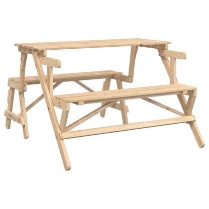 vidaXL Picnic Table with Benches Solid Wood Fir 2-in-1 Convertible - Brown