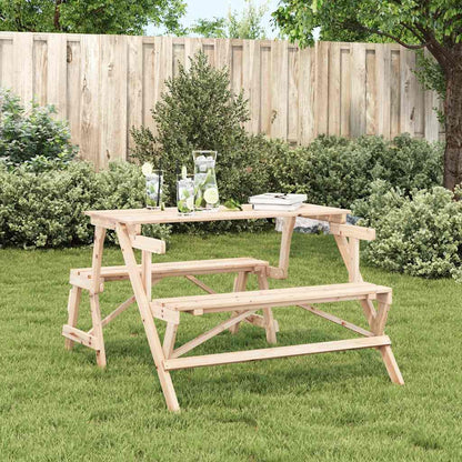 vidaXL Picnic Table with Benches Solid Wood Fir 2-in-1 Convertible - Brown