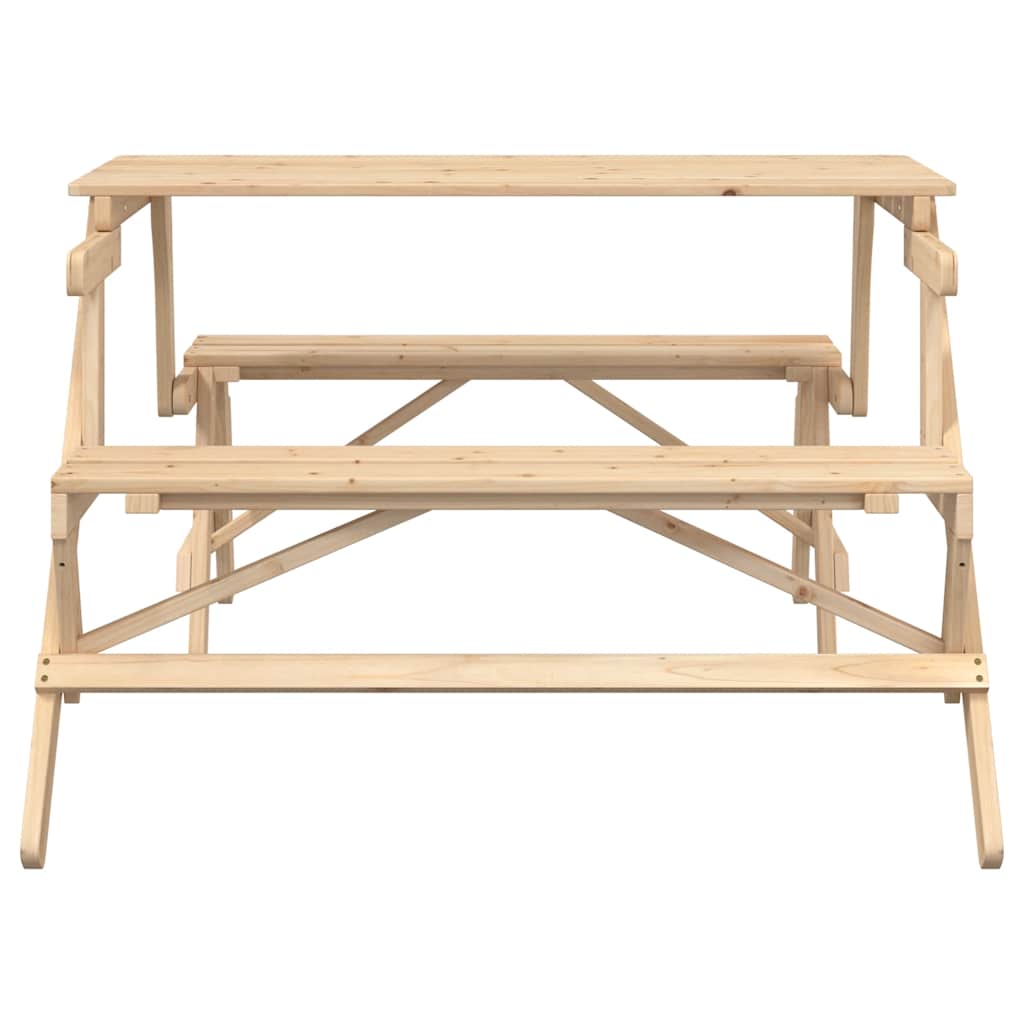 vidaXL Picnic Table with Benches Solid Wood Fir 2-in-1 Convertible - Brown
