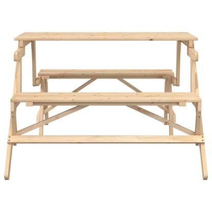 vidaXL Picnic Table with Benches Solid Wood Fir 2-in-1 Convertible - Brown