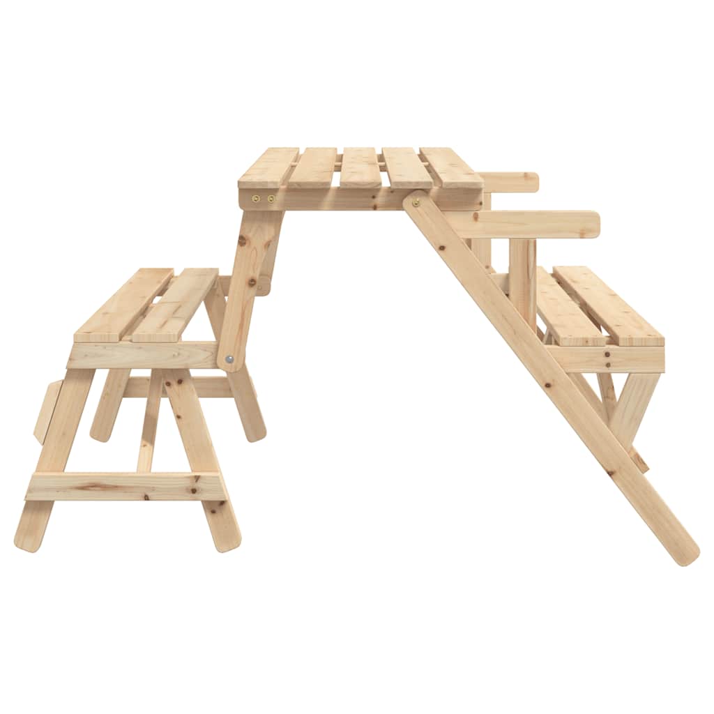 vidaXL Picnic Table with Benches Solid Wood Fir 2-in-1 Convertible - Brown