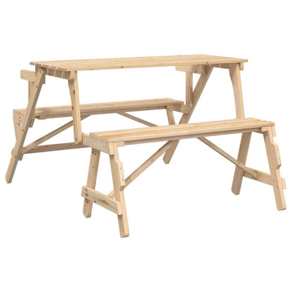 vidaXL Picnic Table with Benches Solid Wood Fir 2-in-1 Convertible - Brown