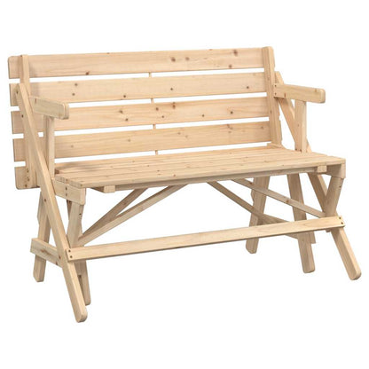vidaXL Picnic Table with Benches Solid Wood Fir 2-in-1 Convertible - Brown