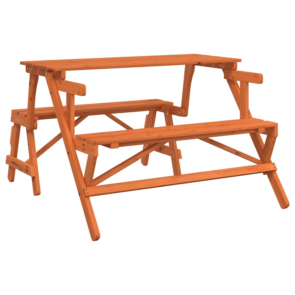 vidaXL Picnic Table with Benches Solid Wood Fir 2-in-1 Convertible - Brown - 26244