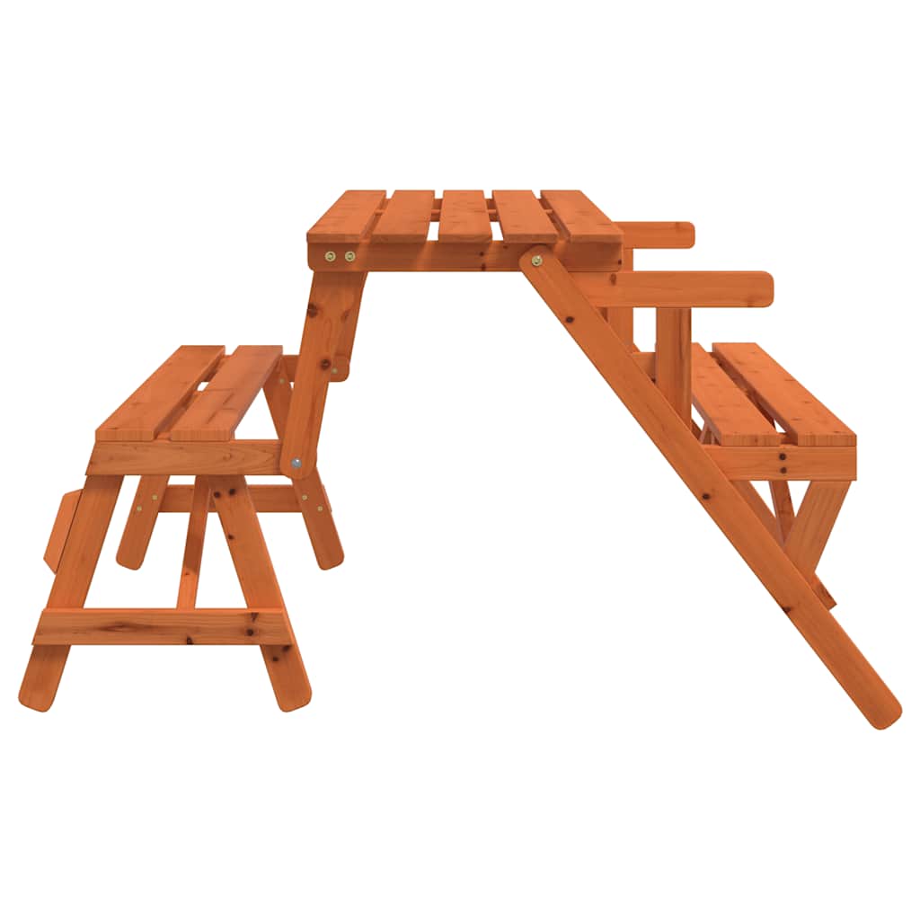 vidaXL Picnic Table with Benches Solid Wood Fir 2-in-1 Convertible - Brown - 26244