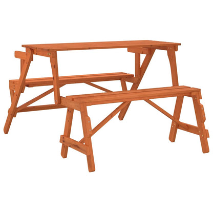 vidaXL Picnic Table with Benches Solid Wood Fir 2-in-1 Convertible - Brown - 26244