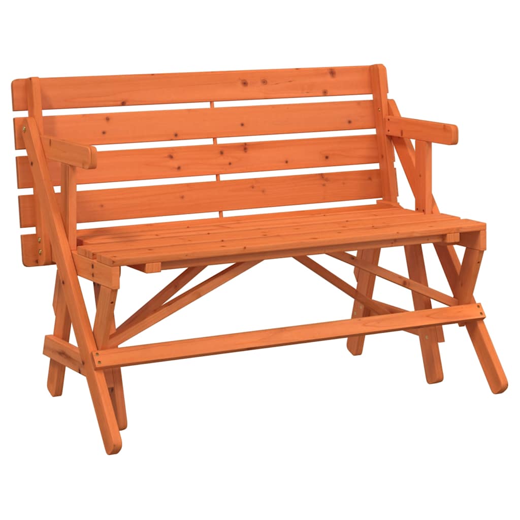vidaXL Picnic Table with Benches Solid Wood Fir 2-in-1 Convertible - Brown - 26244