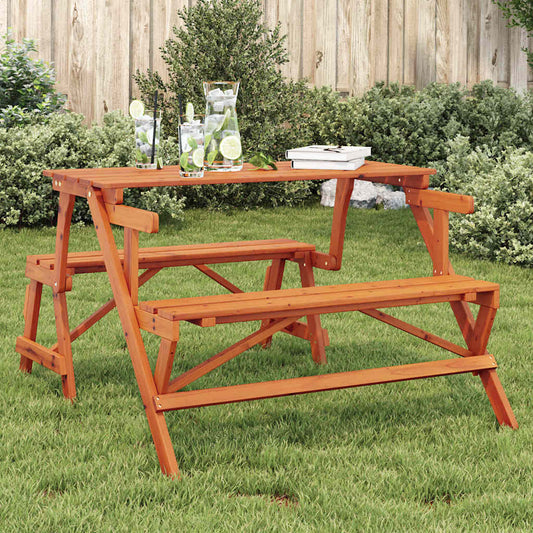 vidaXL Picnic Table with Benches Solid Wood Fir 2-in-1 Convertible - Brown - 26244