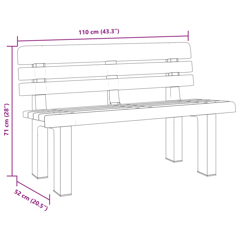 vidaXL Garden Bench Green 110x52x71 cm Polypropylene