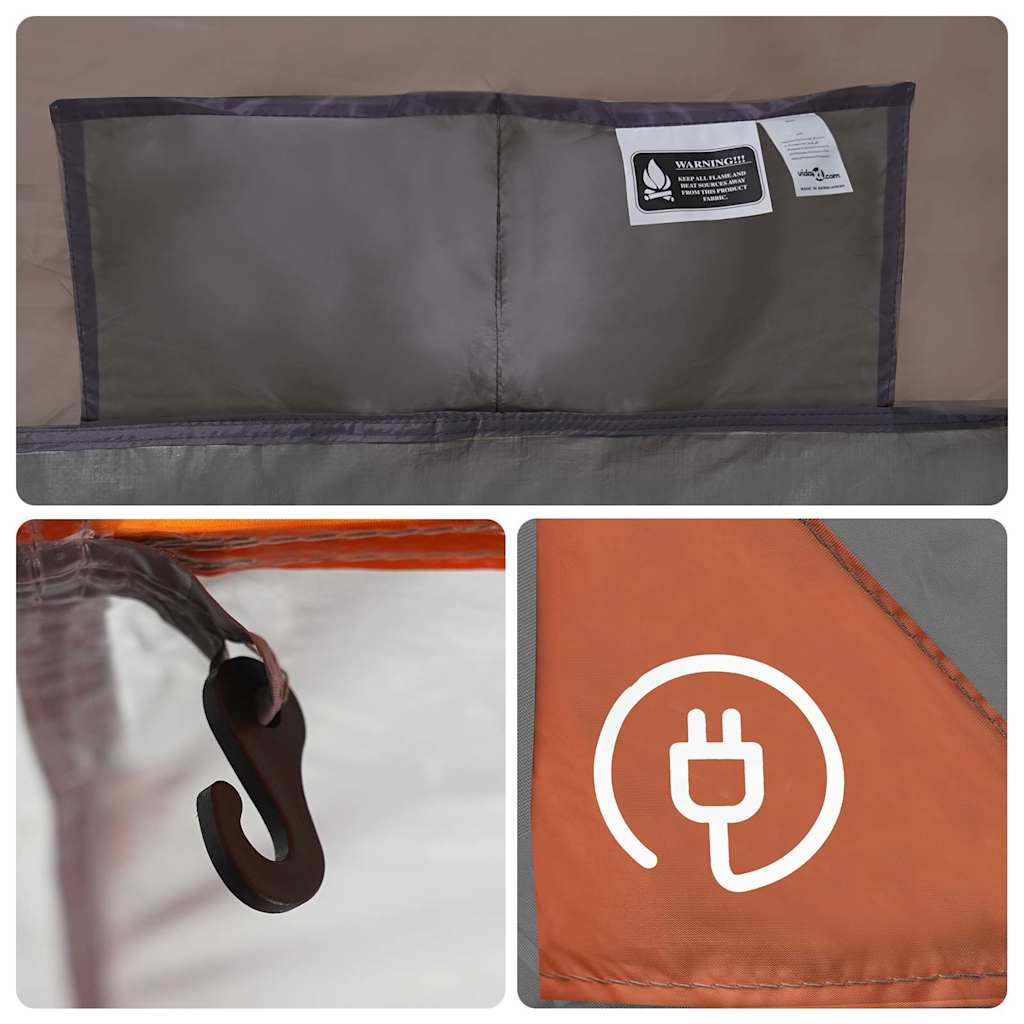 vidaXL Family Tent Dome 6-Person Grey and Orange Waterproof