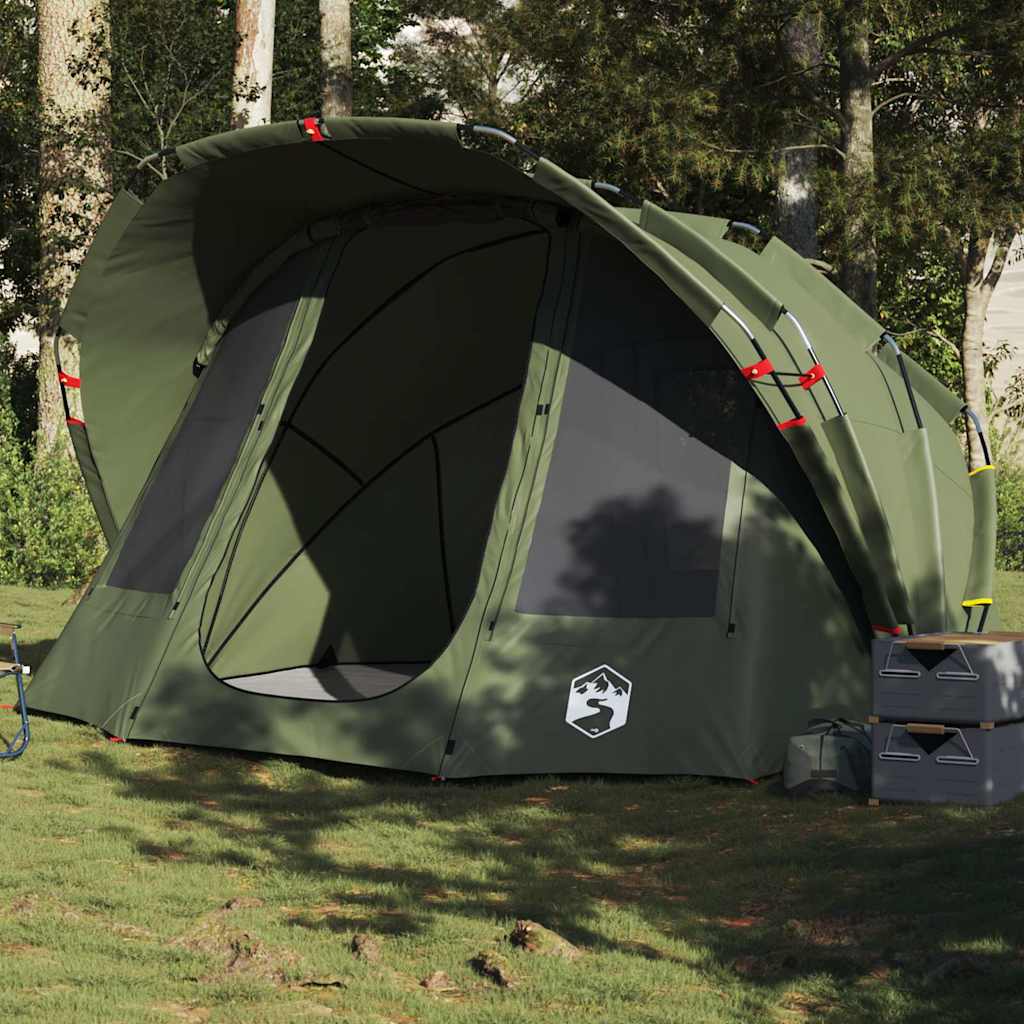 vidaXL Fishing Tent 5-Person Olive Green Waterproof - 36698