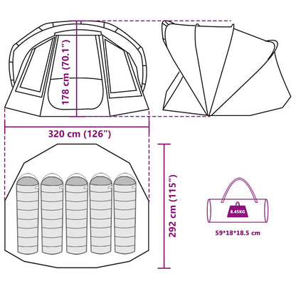 vidaXL Fishing Tent 5-Person Brown Waterproof - 36707