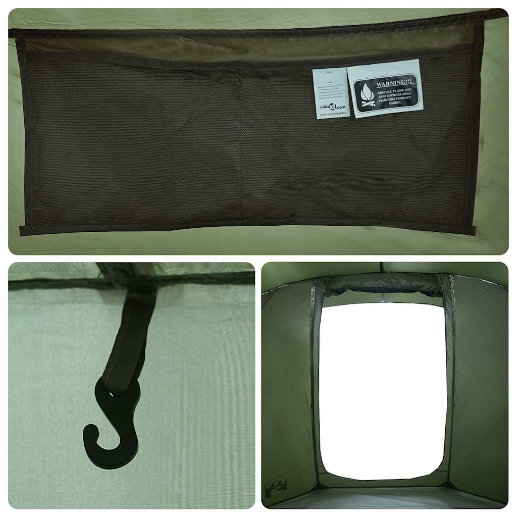 vidaXL Fishing Tent 4-Person Olive Green Waterproof