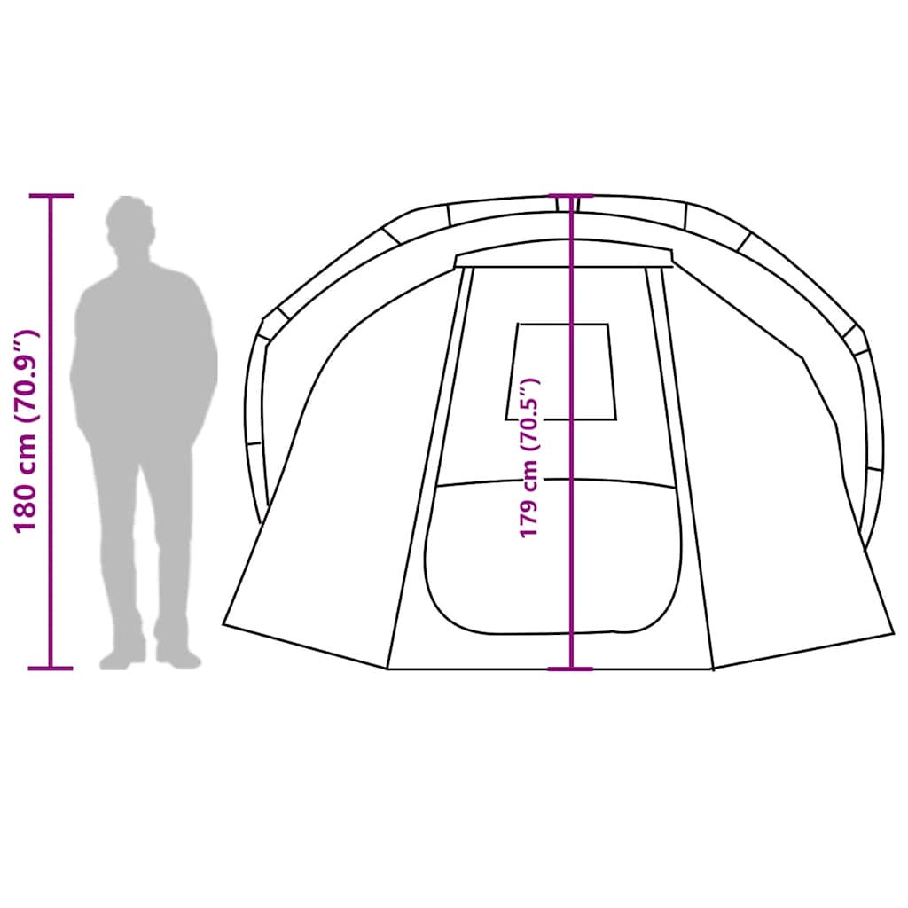 vidaXL Fishing Tent 4-Person Olive Green Waterproof