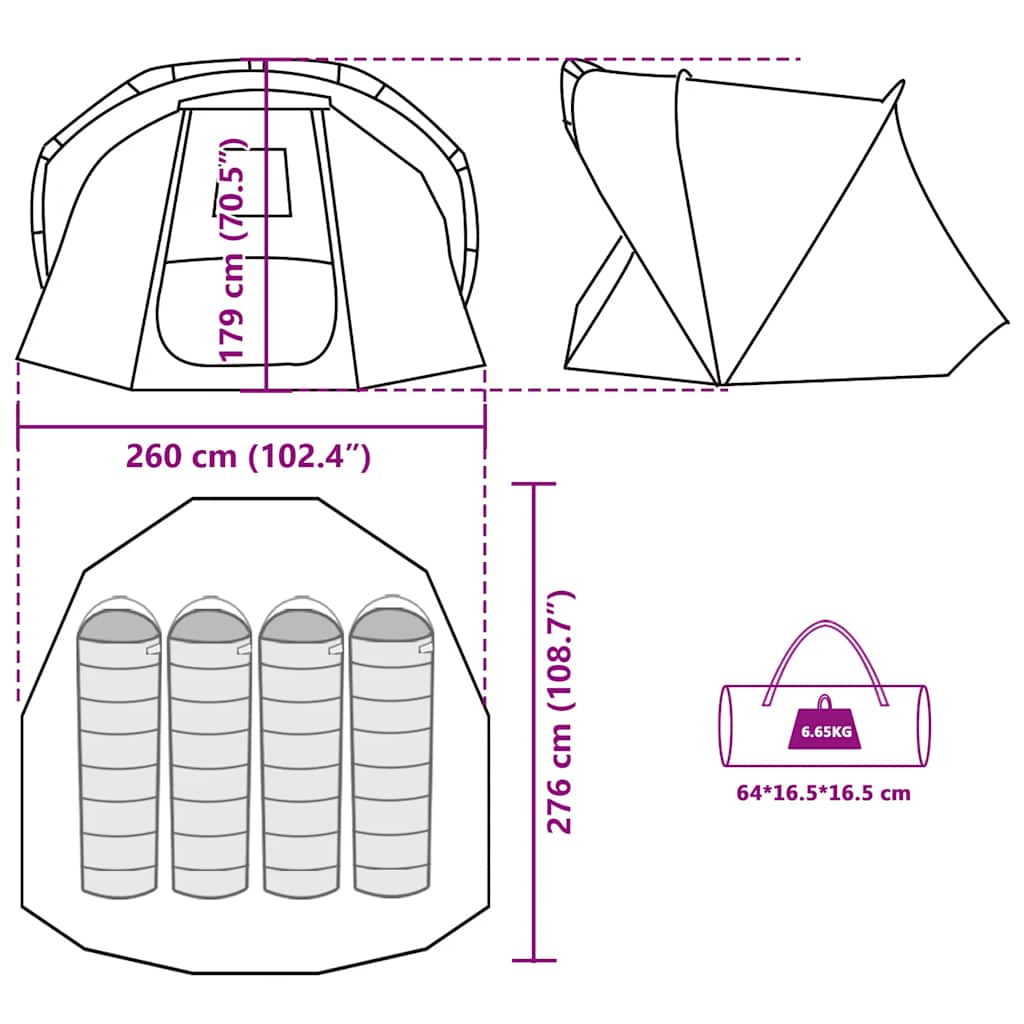vidaXL Fishing Tent 4-Person Camouflage Waterproof - Multicolour