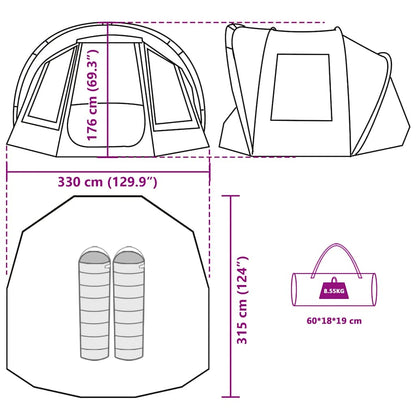 vidaXL Fishing Tent 2-Person Olive Green Waterproof - 36726