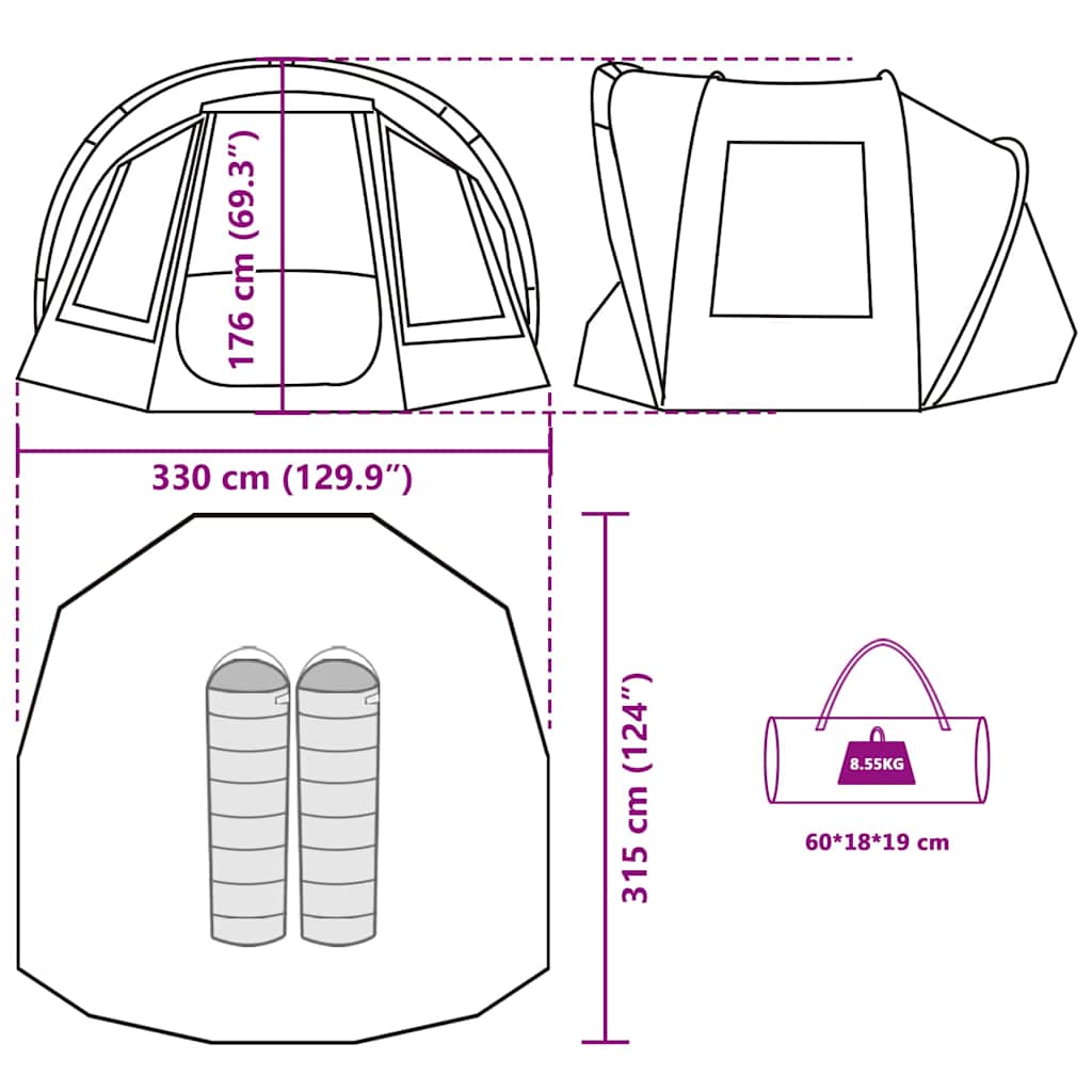 vidaXL Fishing Tent 2-Person Brown Waterproof - 36735