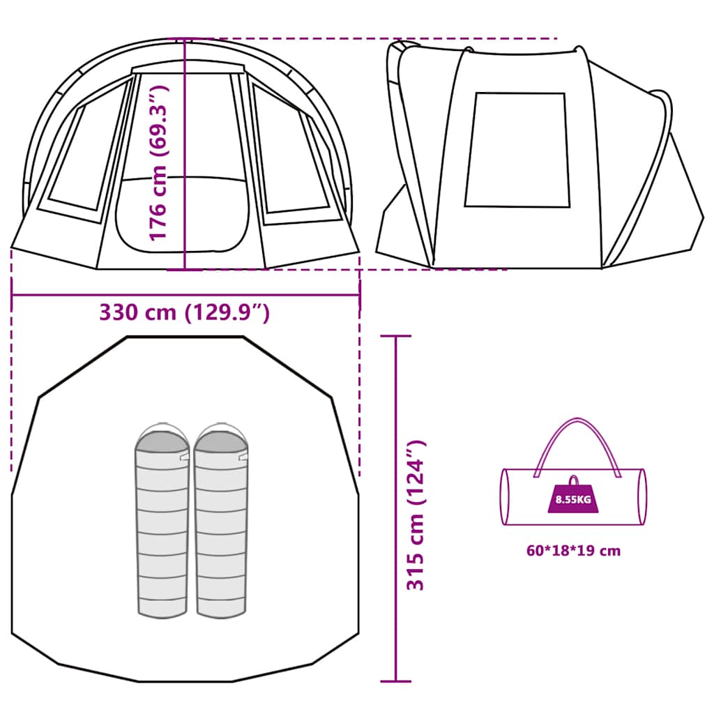 vidaXL Fishing Tent 2-Person Camouflage Waterproof - Multicolour