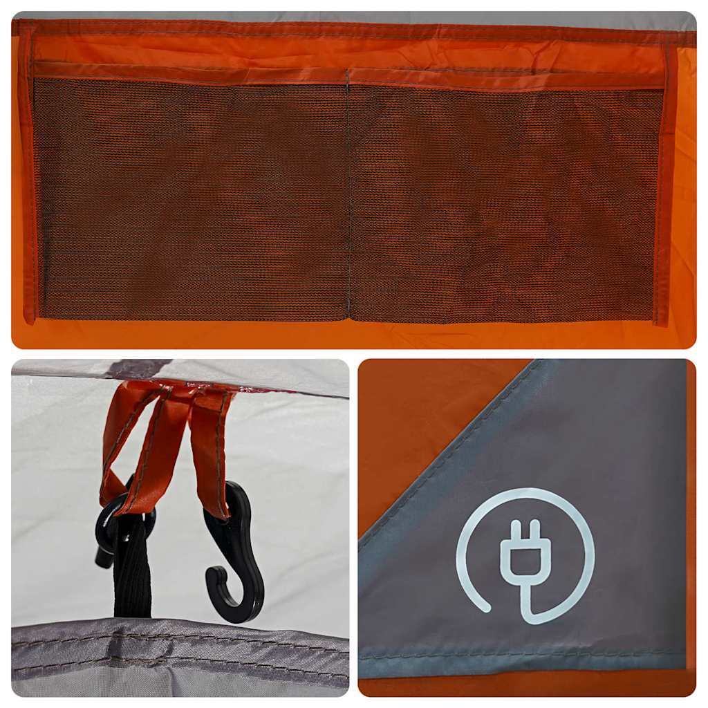 vidaXL Camping Tent Tunnel 4-Person Grey and Orange Waterproof