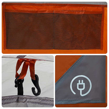 vidaXL Camping Tent Tunnel 4-Person Grey and Orange Waterproof