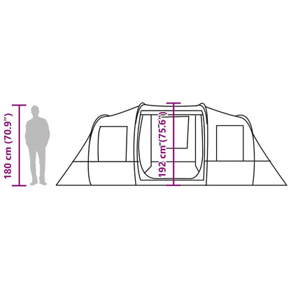 vidaXL Camping Tent Tunnel 4-Person Grey and Orange Waterproof