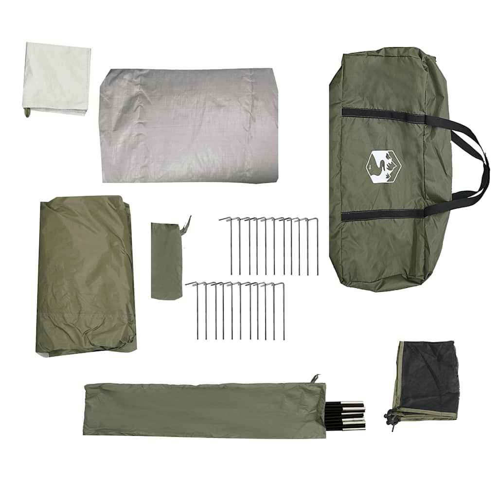 vidaXL Camping Tent Tunnel 4-Person Olive Green Waterproof